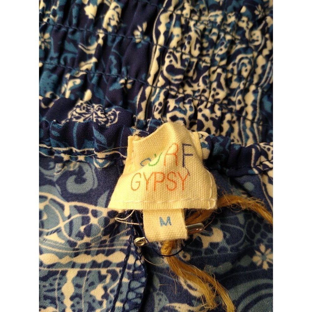Surf Gypsy Sz M VTG Havana Off Shoulder Tunic Dress Blue Lined Ruffle Mini NWT - Picture 4 of 8